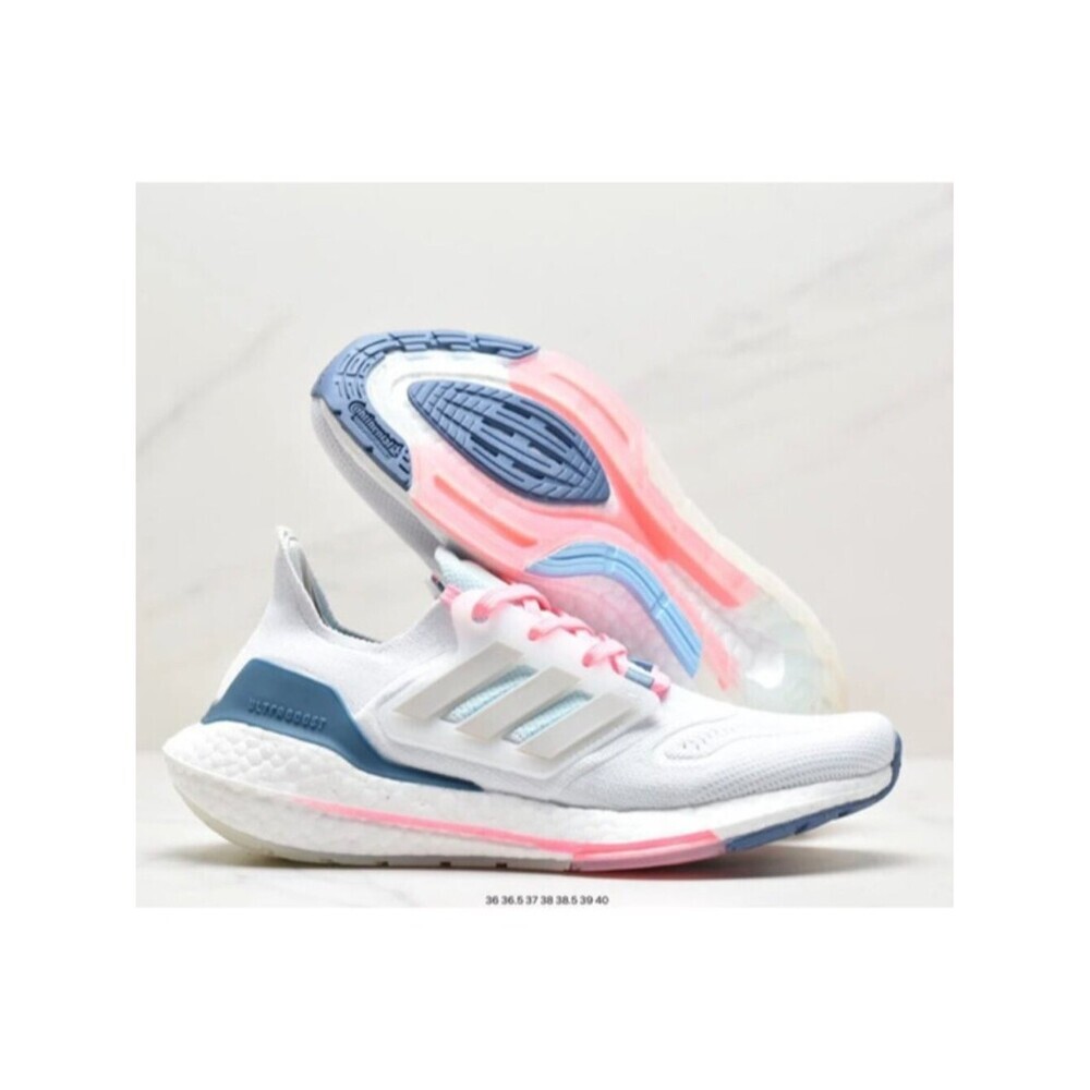 adidas Women's White Running Shoes with Blue and Pink Accents